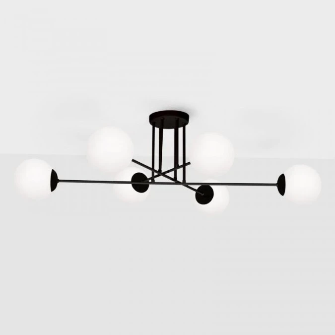 Lampa sufitowa SAVOY, sześć szklanych kloszy kul na metalowych ramionach, gwint E27 K‑4925 Kaja Lighting