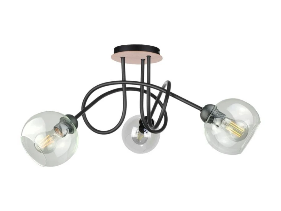 Lampa sufitowa nowoczesna 3xE27 EVIE BLACK/WOOD