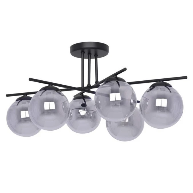 Lampa sufitowa GAMMA, szklane grafitowe klosze na E14, metalowe czarne ramiona K‑5167 Kaja Lighting