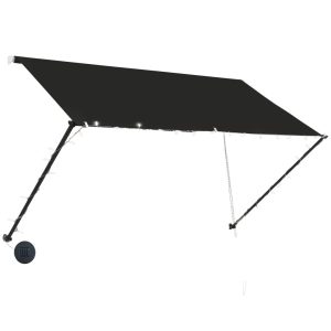 Markiza Tarasowa Balkonowa Ogrodowa Zwijana Zadaszenie LED 250 x 150 cm 948393 Markiza Tarasowa Balkonowa Ogrodowa Zwijana Zadaszenie LED 250 x 150 cm 948393