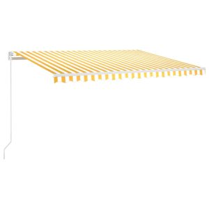 Markiza Tarasowa Balkonowa Ręcznie Zwijana Żółto-Biała LED 400 x 300 cm 948520 Markiza Tarasowa Balkonowa Ręcznie Zwijana Żółto-Biała LED 400 x 300 cm 948520