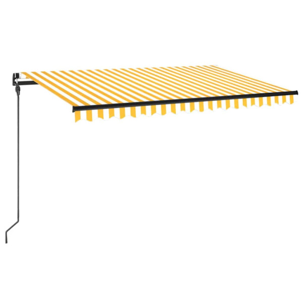 Markiza Tarasowa Balkonowa Ręcznie Zwijana Żółto-Biała LED 450 x 300 cm 935107