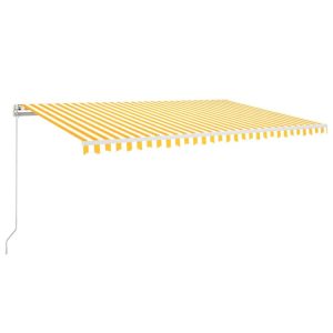 Markiza Tarasowa Balkonowa Ręcznie Zwijana Żółto-Biała LED 500 x 300 cm 948340 Markiza Tarasowa Balkonowa Ręcznie Zwijana Żółto-Biała LED 500 x 300 cm 948340
