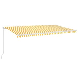 Markiza Tarasowa Balkonowa Ręcznie Zwijana Żółto-Biała LED 600 x 300 cm 948222 Markiza Tarasowa Balkonowa Ręcznie Zwijana Żółto-Biała LED 600 x 300 cm 948222