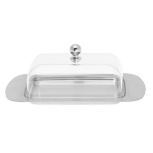 Maselniczka stalowo akrylowa Inox maselnica pojemnik na masło KINGHOFF 657152 Maselniczka stalowo akrylowa Inox maselnica pojemnik na masło KINGHOFF 657152