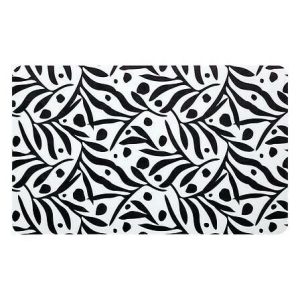 MATA DIATOMITOWA 45×75 cm biała w czarne roślinne wzory 648237 MATA DIATOMITOWA 45×75 cm biała w czarne roślinne wzory 648237