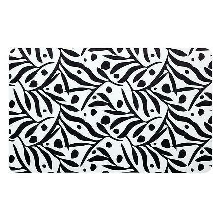 MATA DIATOMITOWA 45x75 cm biała w czarne roślinne wzory 648237