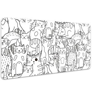 Mata na biurko i stół, osłonka Koty doodle – 100×50 210114 Mata na biurko i stół, osłonka Koty doodle – 100×50 210114