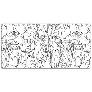Mata na biurko i stół, osłonka Koty doodle – 120×60 210094 Mata na biurko i stół, osłonka Koty doodle – 120×60 210094