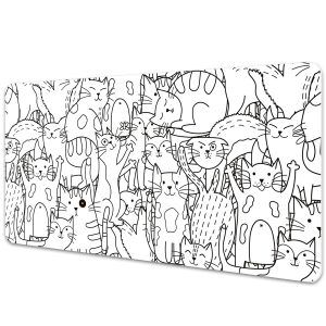 Mata na biurko i stół, osłonka Koty doodle – 90×45 cm 210010 Mata na biurko i stół, osłonka Koty doodle – 90×45 cm 210010