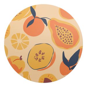 Mata ochronna pod krzesło – Owocowy wzór retro – fi 100 cm – Podkładka 608601 Mata ochronna pod krzesło – Owocowy wzór retro – fi 100 cm – Podkładka 608601