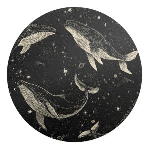 Mata ochronna pod krzesło – Wieloryby w kosmosie – fi 100 cm – Podkładka 619275 Mata ochronna pod krzesło – Wieloryby w kosmosie – fi 100 cm – Podkładka 619275
