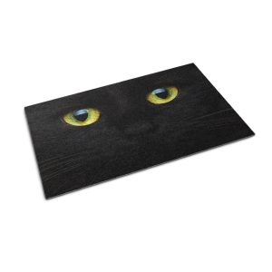 Mata pod drzwi 150×100 Czarny kot zwierzęta oczy czarne Tulup 1024651