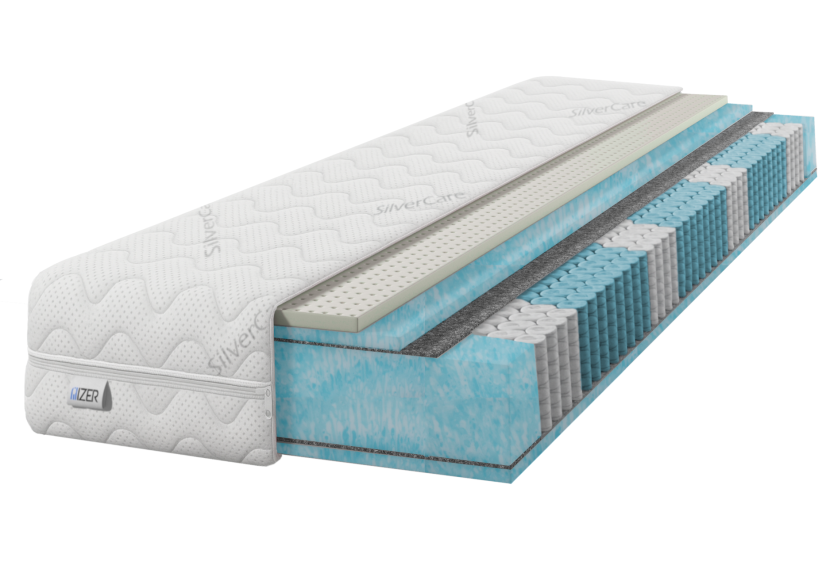 Materac 140x190 sprężynowy Multipocket Lateks Aqua SilverCare H2 22cm 901039