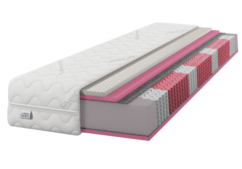 Materac 150x190 sprężynowy Multipocket Lateks HR35 SilverCare H2 22cm 900908