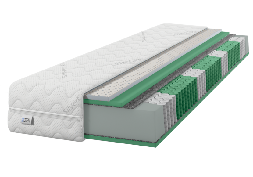 Materac 200x200 sprężynowy Multipocket Lateks HR44 SilverCare H2/H3 23cm 900874