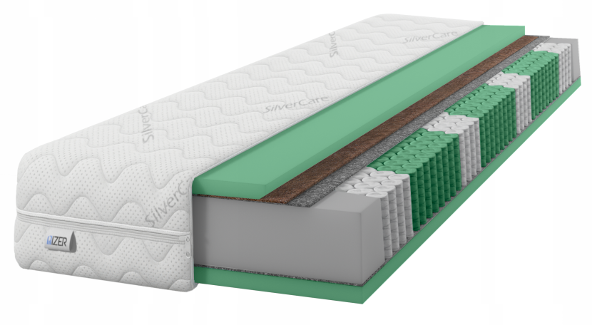 Materac 70x190 sprężynowy Multipocket Kokos HR44 SilverCare H3/H4 21cm 900913