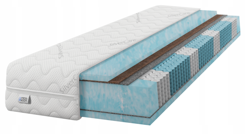 Materac 80x190 sprężynowy Multipocket Kokos Aqua SilverCare H3 21cm 901017