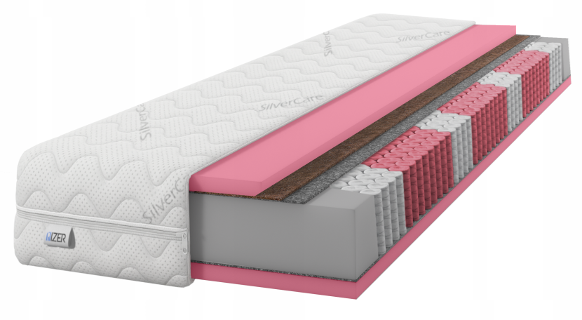 Materac 90x190 sprężynowy Multipocket Kokos HR35 SilverCare H3 21cm 900841