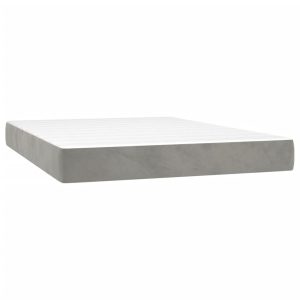Materac kieszeniowy, jasnoszary, 140x210x20 cm, aksamit 435973 Materac kieszeniowy, jasnoszary, 140x210x20 cm, aksamit 435973