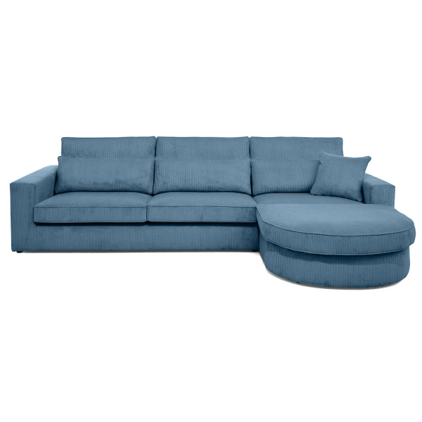 Narożnik prawostronny PABLO niebieski, nierozkładany, sztruks 948007