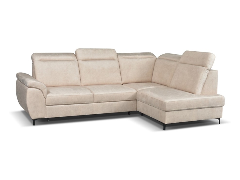 Narożnik prawostronny Sempre rozkładany z pojemnikiem welurowy beżowy 79217