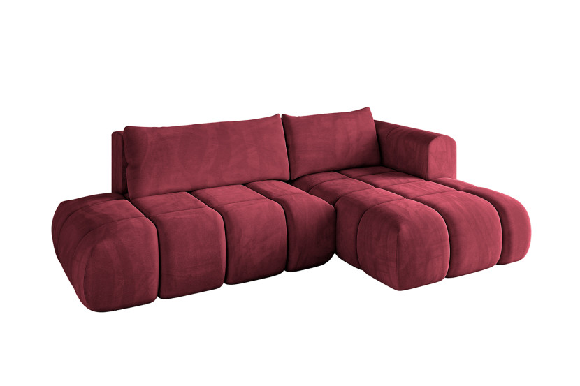 Narożnik prawostronny z funkcją spania CLOUD-L 280x185x90 cm Bordowy 725135