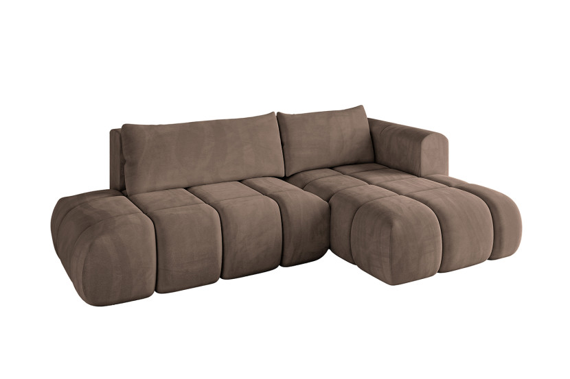 Narożnik prawostronny z funkcją spania CLOUD-L 280x185x90 cm Brązowy 725120