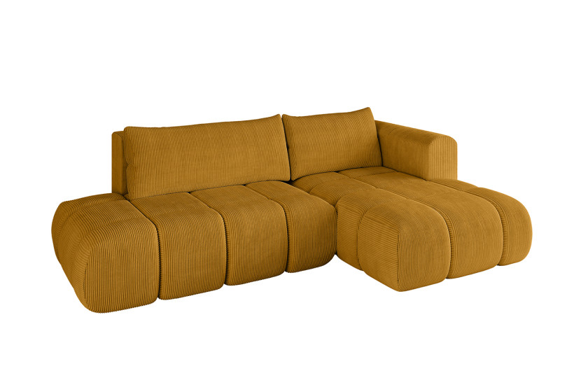 Narożnik prawostronny z funkcją spania CLOUD-L 280x185x90 cm Żółty 726627