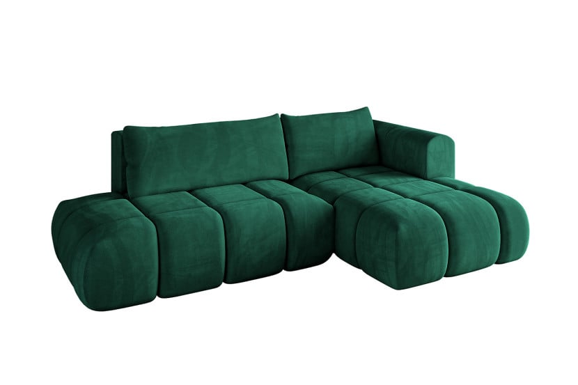 Narożnik prawostronny z funkcją spania CLOUD-L-280x185x90cm Ciemnozielony 725172