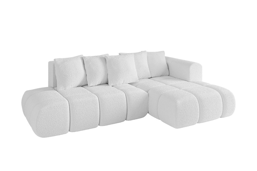 Narożnik prawostronny z funkcją spania CLOUD-L-v1 280x185x90 cm Biały 725068