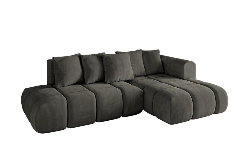 Narożnik prawostronny z funkcją spania CLOUD-L-v1 280x185x90 cm Czarny 725166
