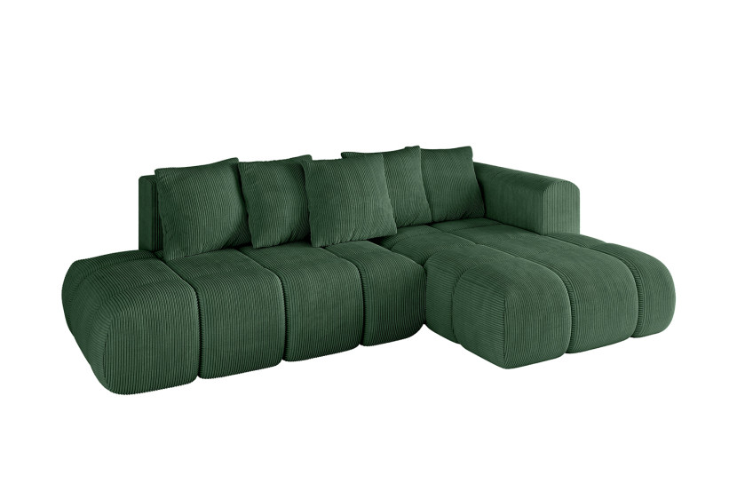 Narożnik prawostronny z funkcją spania CLOUD-L-v1 280x185x90 cm Zielony 725168