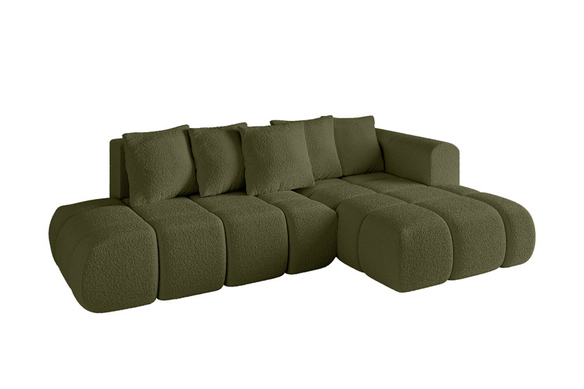 Narożnik prawostronny z funkcją spania CLOUD-L-v1 280x185x90 cm Zielony 725072