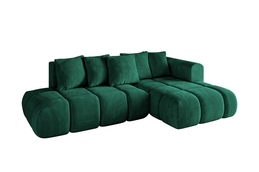 Narożnik prawostronny z funkcją spania CLOUD-L-v1 280x185x90cm Zielony 725133