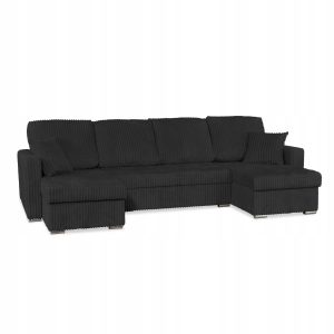 Narożnik Rene BIG rozkładany funkcja spania Family Meble sztruks czarny 497774 Narożnik Rene BIG rozkładany funkcja spania Family Meble sztruks czarny 497774