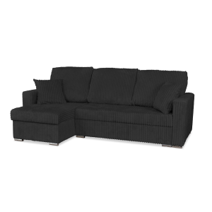 Narożnik Rene rozkładany z funkcją spania Family Meble sztruks czarny 497753 Narożnik Rene rozkładany z funkcją spania Family Meble sztruks czarny 497753