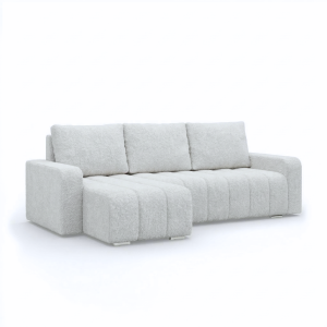 Narożnik rozkładany 1 pojemnik nowoczesny komfortowy Szary bouclé 656899 Narożnik rozkładany 1 pojemnik nowoczesny komfortowy Szary bouclé 656899