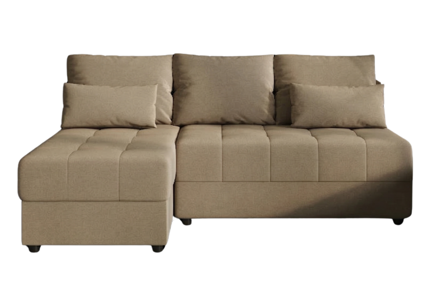 Narożnik Rozkładany Beż 206x140 + Siedzisko Pianka T30 - LUCIA FIT 970902
