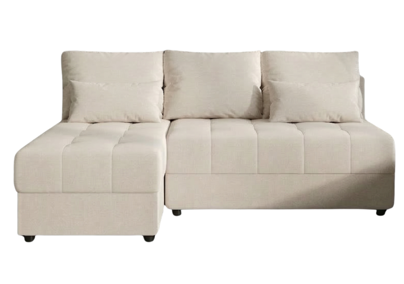 Narożnik Rozkładany Beżowy 206x140 + Siedzisko Pianka T30 - LUCIA FIT 970890