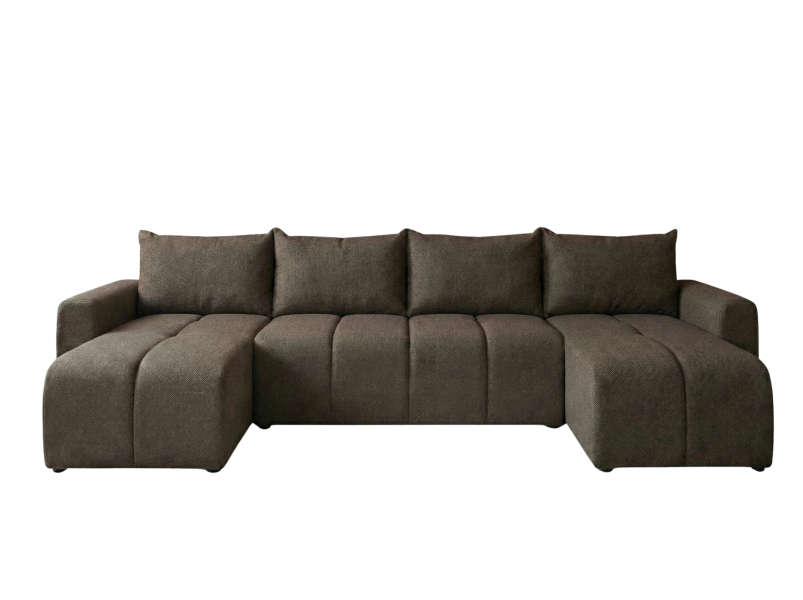 Narożnik Rozkładany Duży Brązowy 318x149 + Siedzisko Pianka T30 - MARTIN 873698