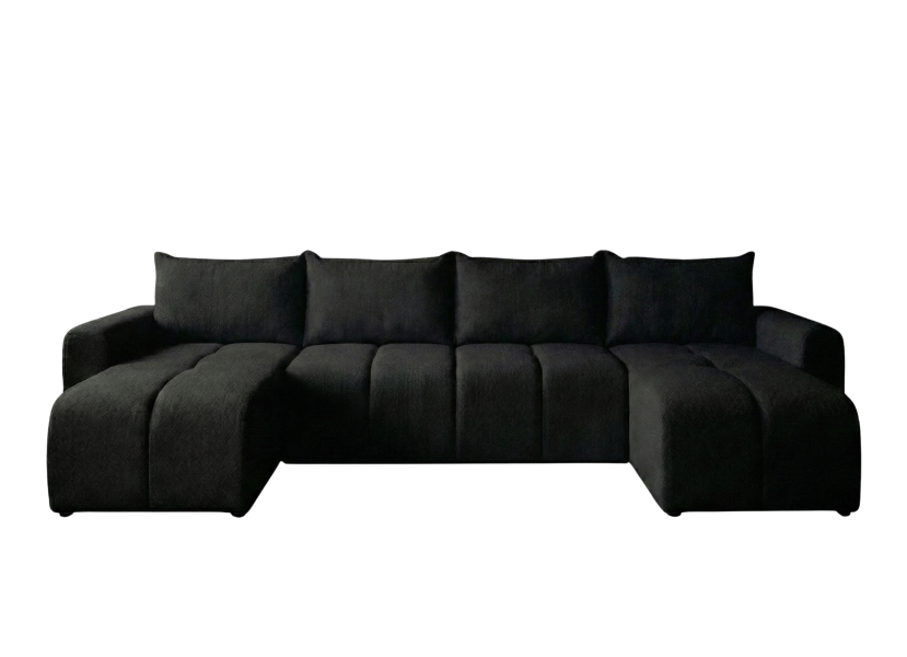 Narożnik Rozkładany Duży Czarny 318x149 + Siedzisko Pianka T30 - MARTIN 873712