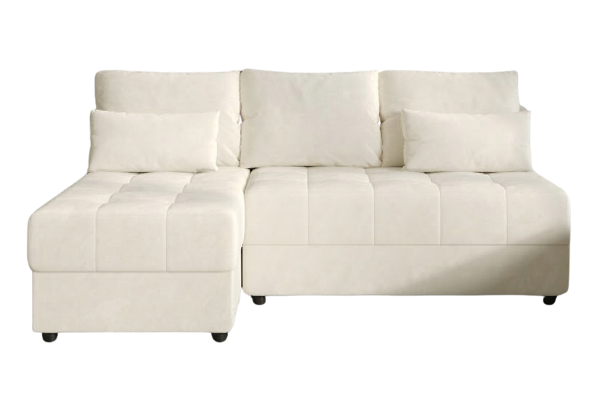Narożnik Rozkładany Ecru 206x140 + Siedzisko Pianka T30 - LUCIA FIT 970887