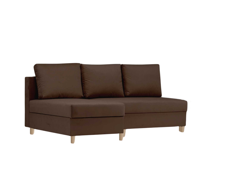 Narożnik Rozkładany Lewostronny ONYX Brązowy z Funkcją Spania do Salonu 814997