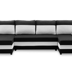 Narożnik rozkładany, MONTERO, 302x138x75 cm, biel, czarny | TYLETEGOTU 773430