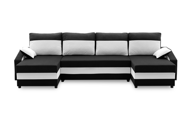 Narożnik rozkładany, MONTERO, 302x138x75 cm, biel, czarny | TYLETEGOTU 773430