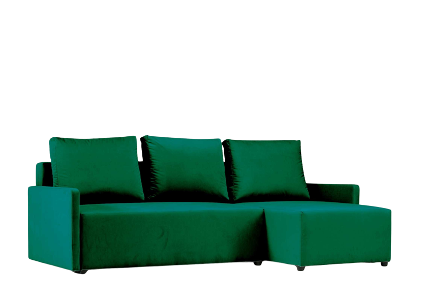 Narożnik Rozkładany Prawostronny PARMA Zielony Funkcja Spania Salon 805199