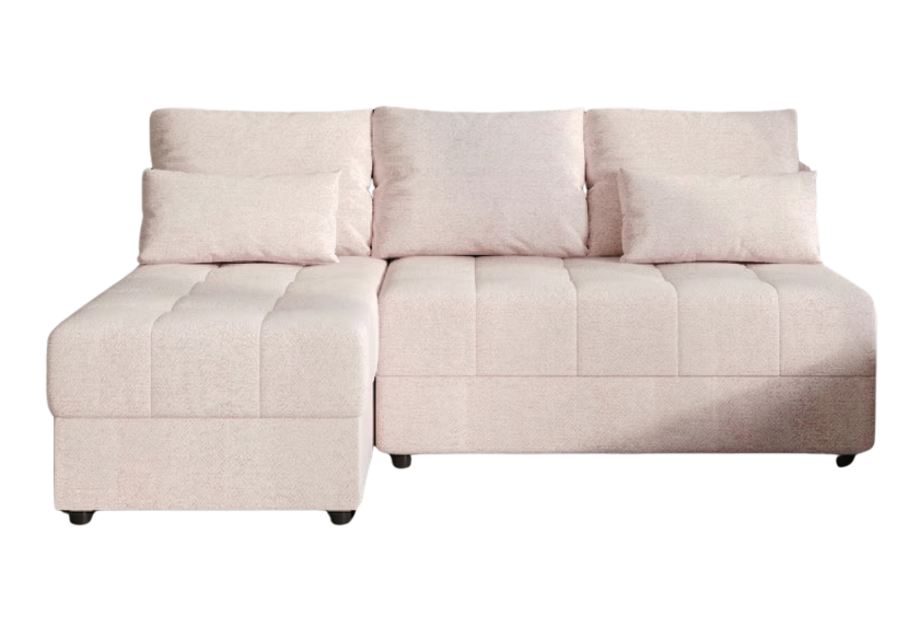 Narożnik Rozkładany Róż 206x140 + Siedzisko Pianka T30 + Bonell - LUCIA FIT 970896