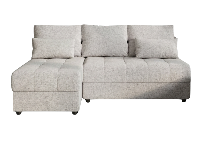 Narożnik Rozkładany Szary 206x140 + Siedzisko Pianka T30 - LUCIA FIT 970903