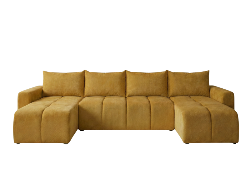 Narożnik Rozkładany U Żółty 318x149 Siedzisko Pianka T30 + Bonell MARTIN 873711